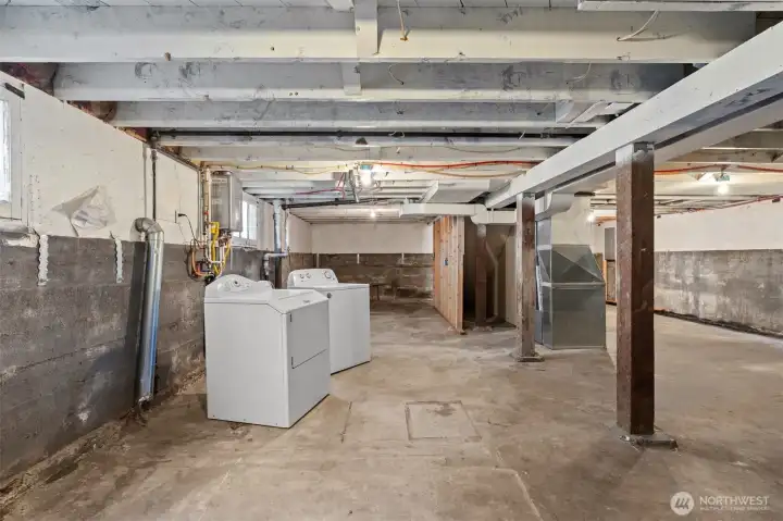 Equipped with earthquake straps, French drains on the exterior, and it's dry! Basement is accessed from interior stairs on main level.