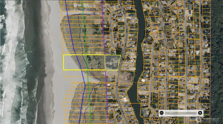 4.7 acre oceanfront estate parcel reaches to the Mean High Tide line.