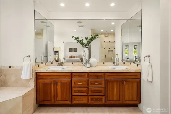 Generous sized walk-in primary closet.