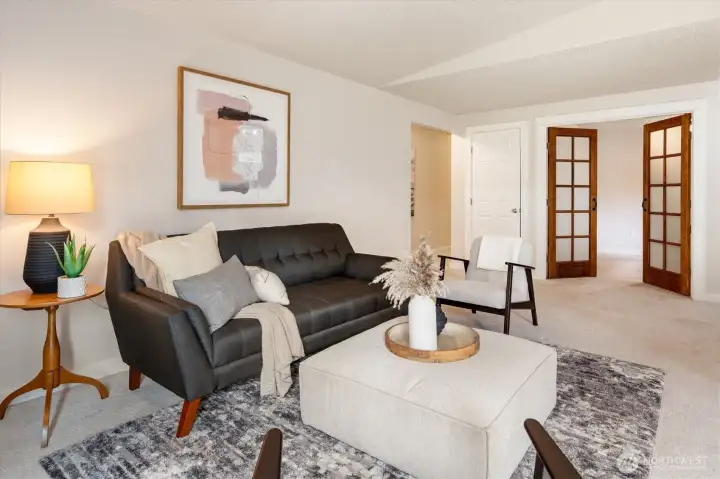 The home’s living room is as inviting as it is spacious.