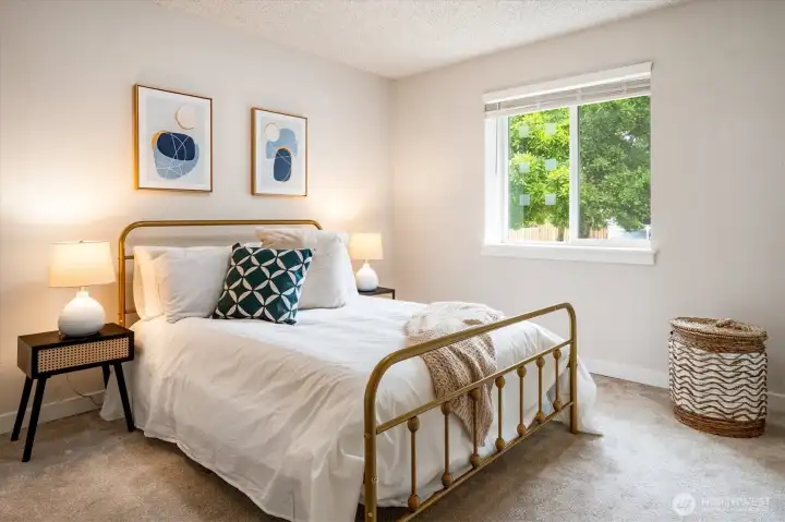 The third bedroom reiterates the home’s emphasis on space, serenity, and natural light.