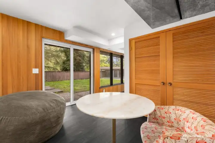 Enjoy a bonus flex space with convenient access to the backyard. Enjoy a bonus flex space with convenient access to the backyard.