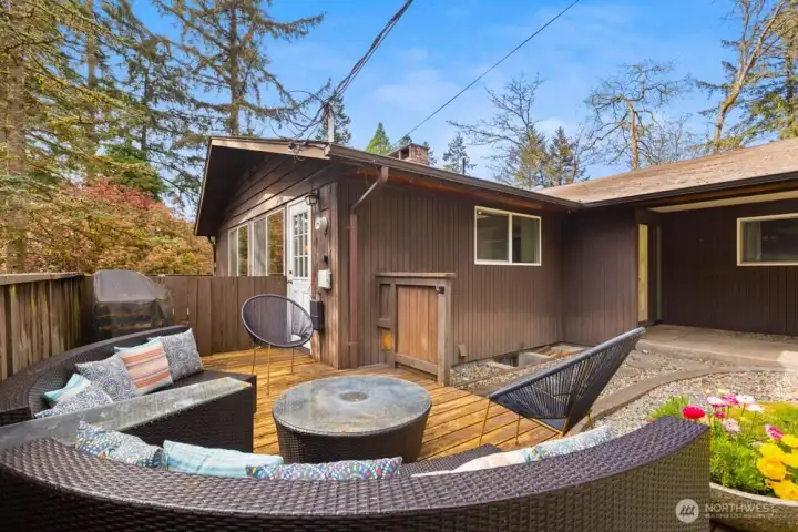 Out front, a private deck area adds another inviting space to relax. Out front, a private deck area adds another inviting space to relax.
