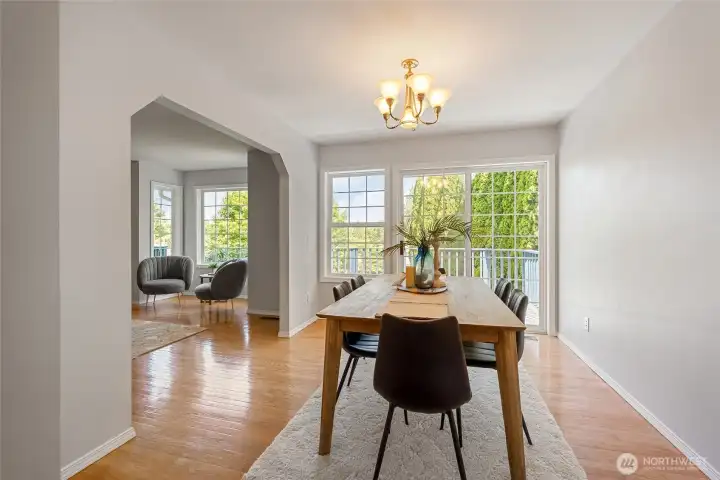 Dining room with sliding glass door