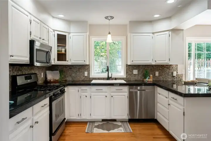 Kitchen with stainless steel appliances