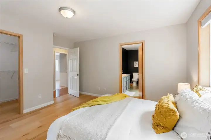 Walk in closet and large bathroom