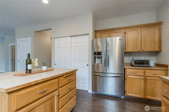 Large pantry for organized, stress-free food storage.