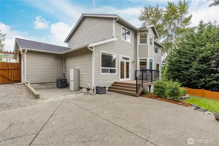 Generous patio provides excellent space for outdoor dining or play