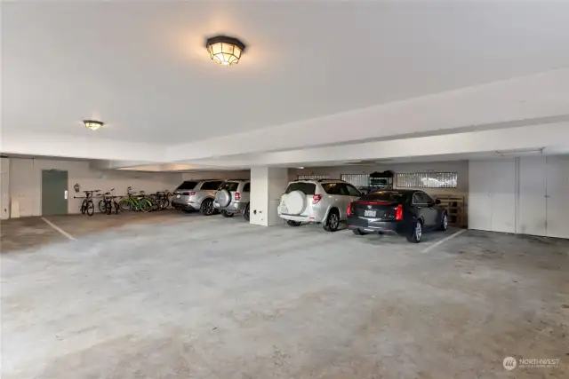 Covered Garage Parking for 1 with Storage System