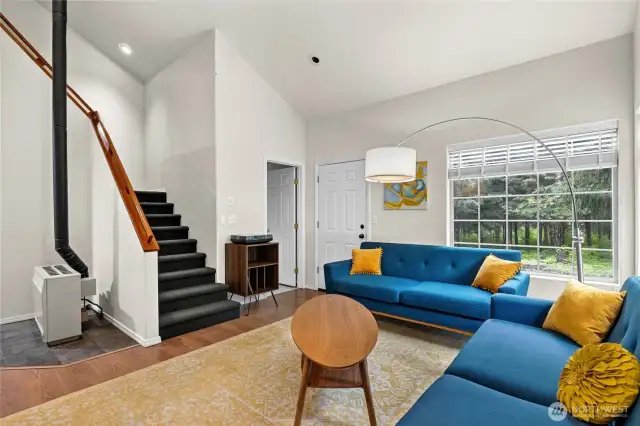 Large windows flood the space with natural light.