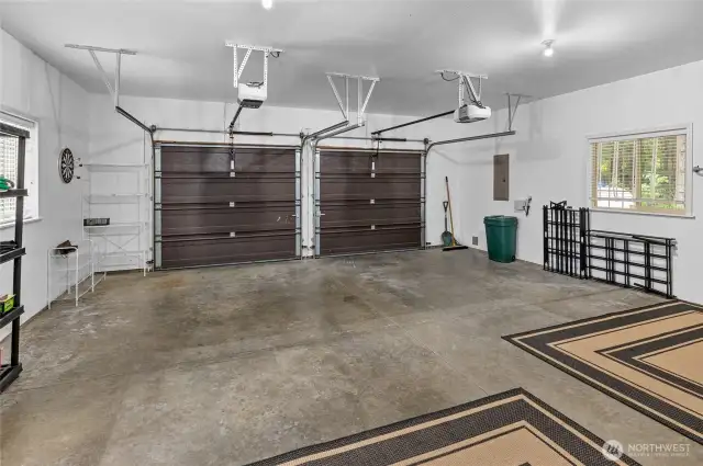 Generously sized attached two-car garage.