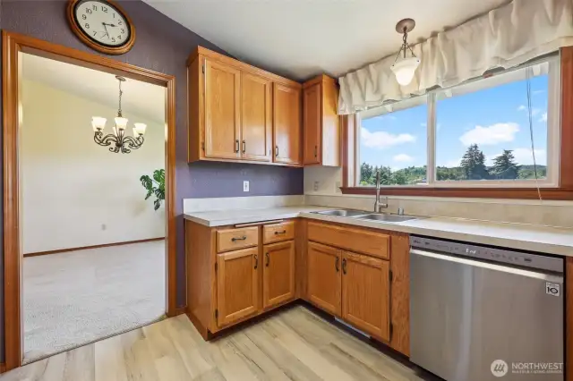 Kitchen has great prairie views.