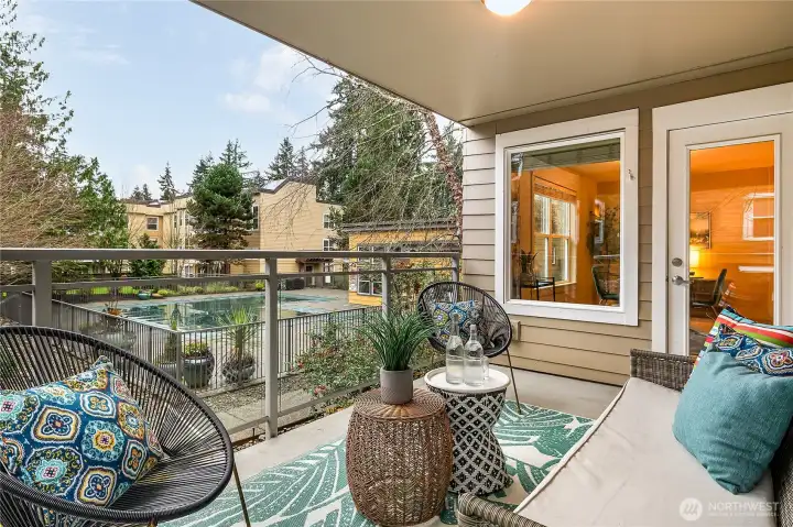 Amazing Balcony overlooking the pool