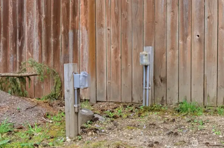 Backyard electrical boxes used for RV