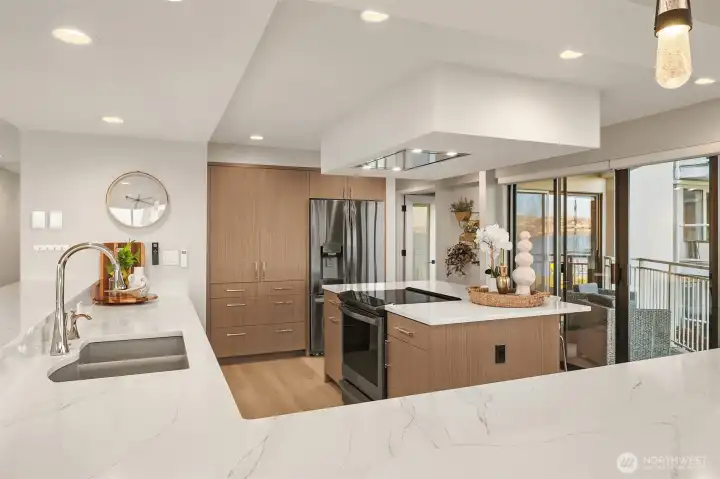 Huge chef's kitchen with custom built-ins