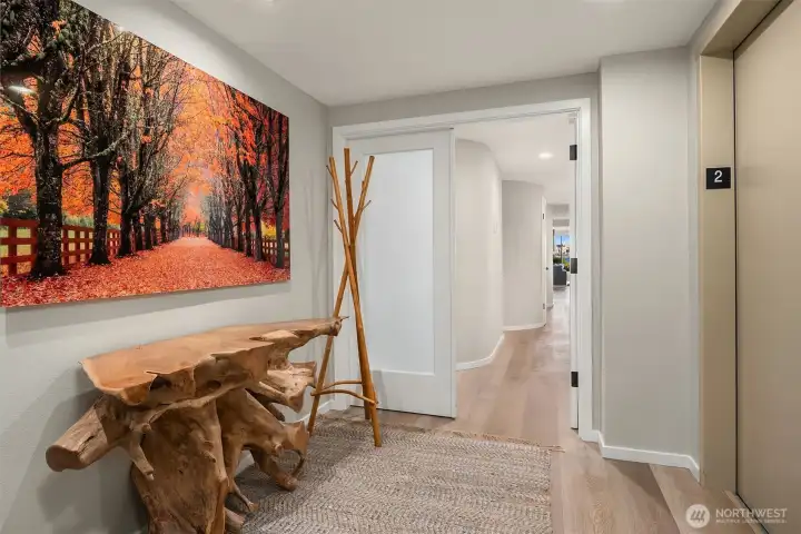 Elevator opens to private vestibule