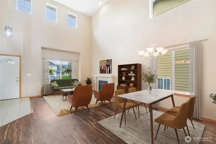 Wow! One more view of the living room and dining room.