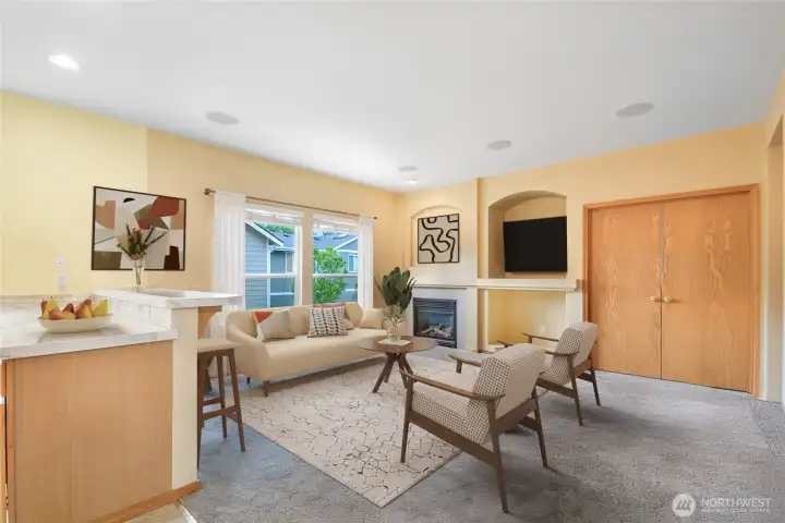 Another view of the family room!  Notice the double doors to the main floor bedroom.