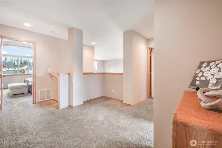 Top of the stairs has a spacious landing!