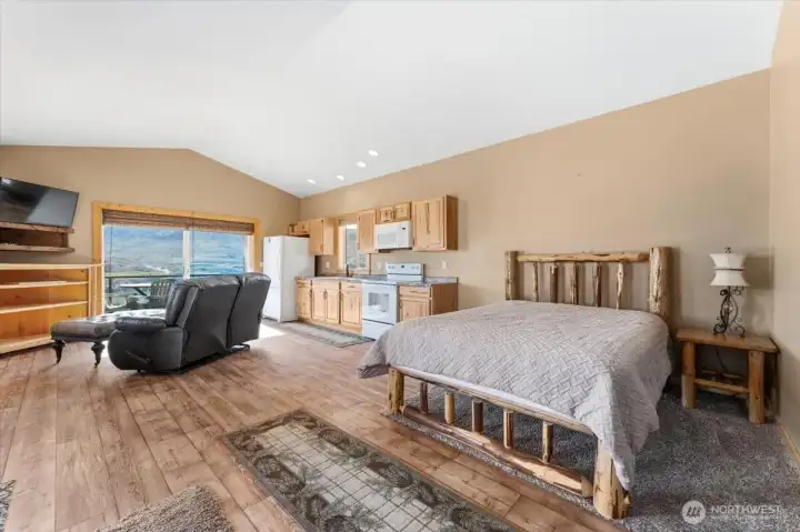 One bedroom, one bath ADU/Guest House complete w/ .75 bath, full kitchen & private view deck.