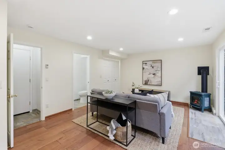 The lower level flex space! A fantastic Family Room, media or the 4th bedroom.