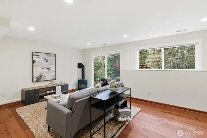 The northern exposure windows bring in tons of natural light and the gas fireplace is cozy in the Winter months.