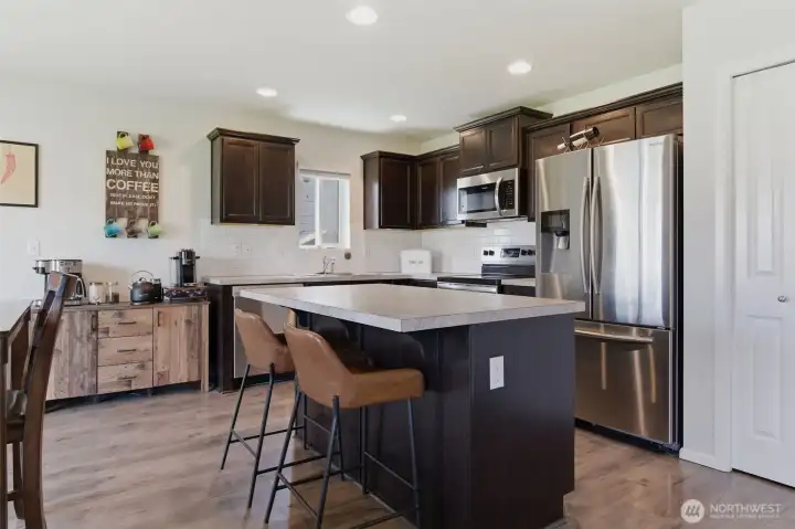 Kitchen island with seating.