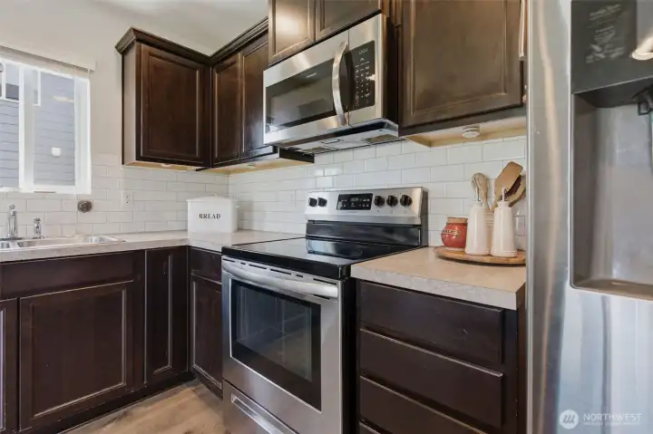 Stainless steel appliances.