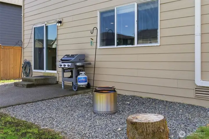 Backyard with patio space.