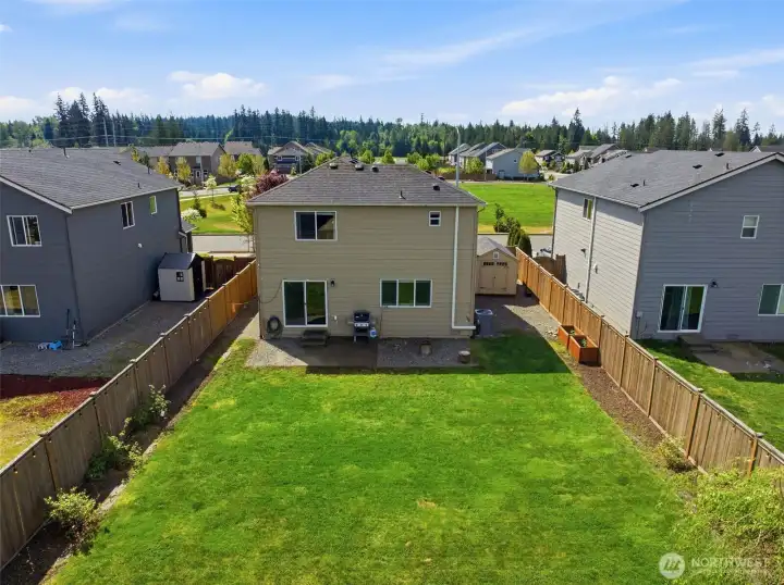 Fully fenced-in backyard.
