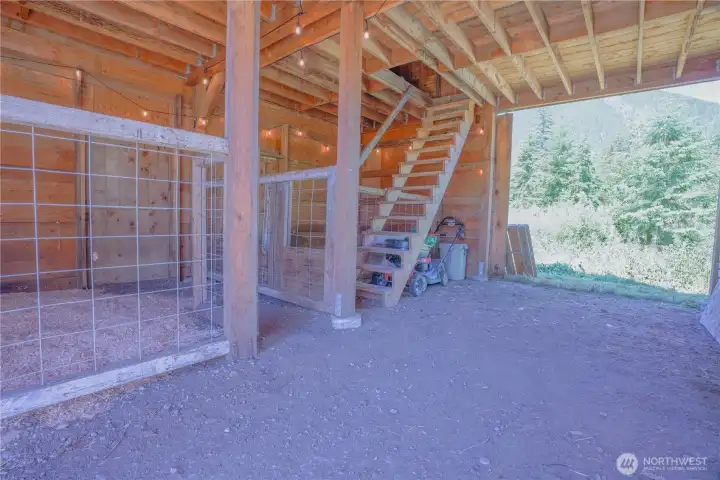 Inside animal pens for your furry friends. Previously used for sheep. Barn door on E & W sides of the building. Inside animal pens for your furry friends. Previously used for sheep. Barn door on E & W sides of the building.