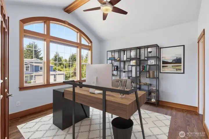 SIZABLE SECOND BEDROOM IS BRIGHT AND INVITING, PERFECT GUESTROOM - OR AN OFFICE.