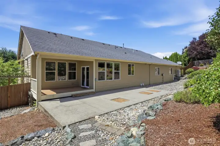 EXCEPTIONAL FULL DECK WITH PRIVATE VIEWS OF BACK YARD AND GREEN BELT BEHIND.