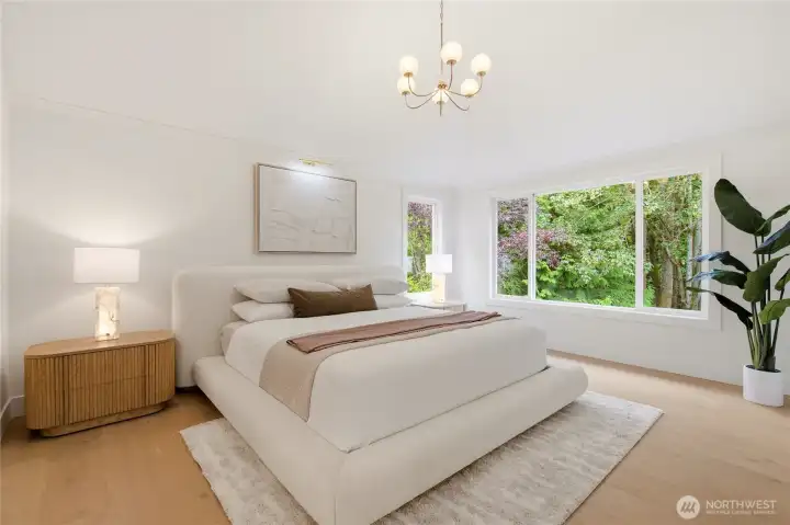 Primary Suite (Top Floor) w/ vaulted ceiling