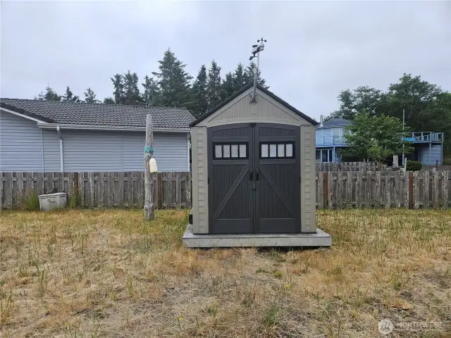 A storage shed is handy for your beach toys!