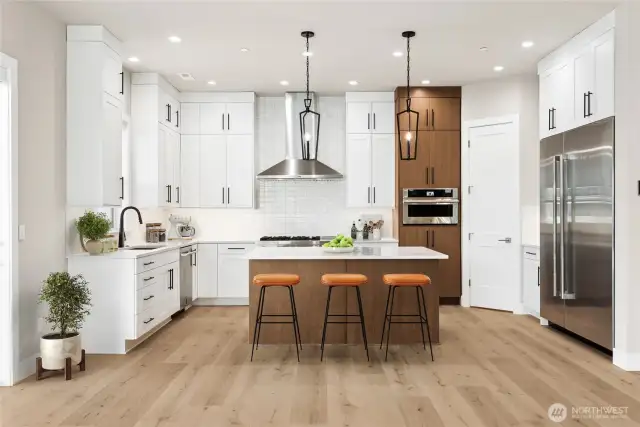 Modern kitchen is equipped with top-of-the-line appliances