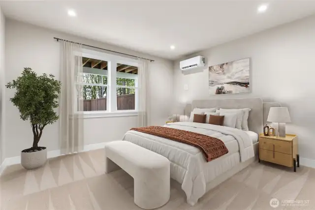 Lower-level guest room is huge! Virtual staging