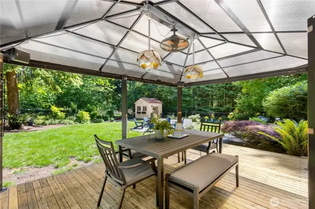 The gazebo provides ample shade when you're looking for an escape from the sun!