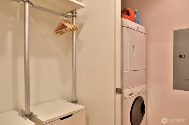 Washer & Dryer live here. Mechanicals for in floor heat & Rinnai tankless hot water heater are across from the W&D