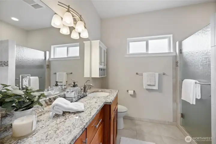 The spa-like 4 piece bath  is an oasis.