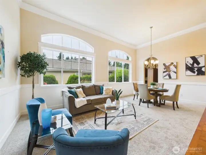 Formal sitting room and dining area.