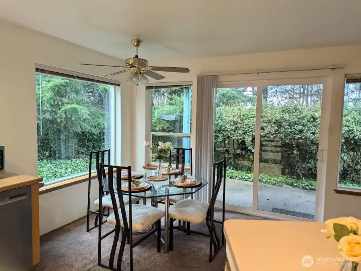 Dining area with the privacy of trees around it.
