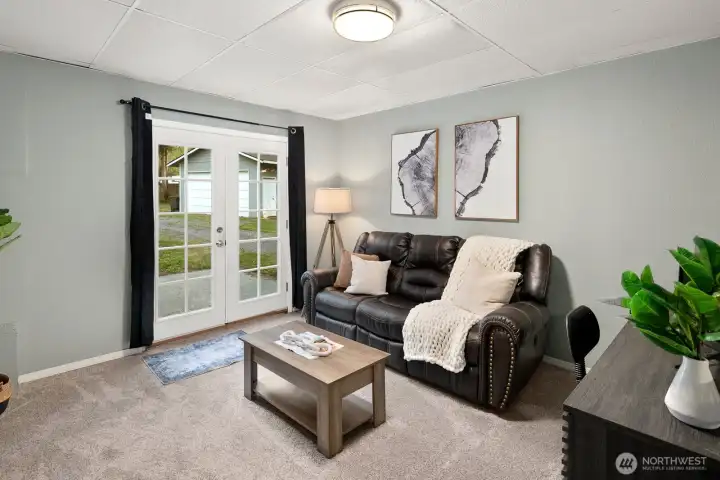 french doors to the front of the home