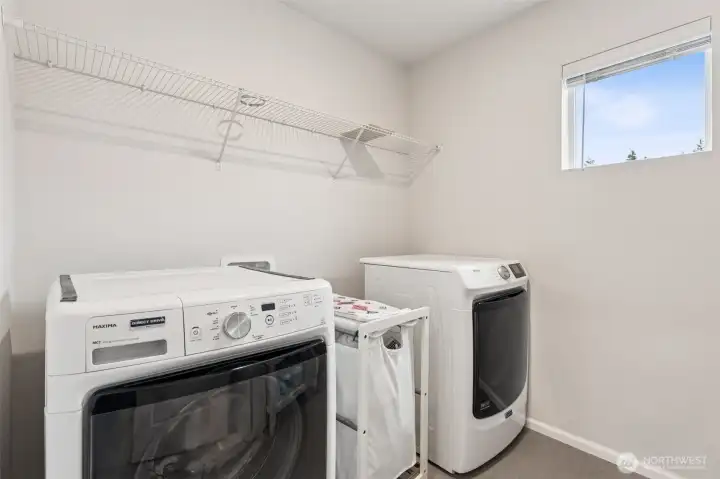 Spacious laundry room. Front load washer and dryer are included.