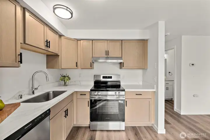 All New Cabinetry, Quartz Slab, Appliances & Hardware!