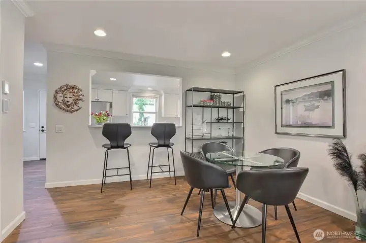 Open kitchen/dining area flows well. Great layout.