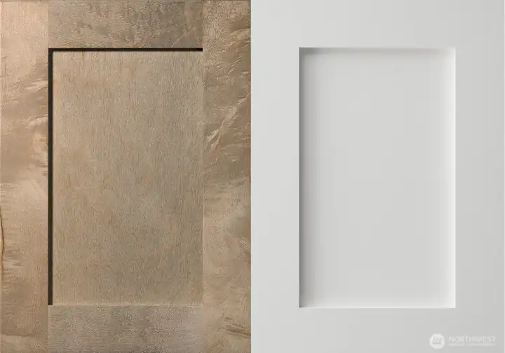 Cabinets will be Maple Shadow and painted white island.