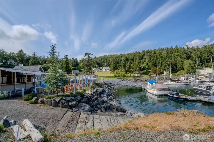 Down the hill is the Rosario Resort and Marina. The Harbor Bar and Grill is a seasonal restaurant offering outdoor seating. Down the hill is the Rosario Resort and Marina. The Harbor Bar and Grill is a seasonal restaurant offering outdoor seating.
