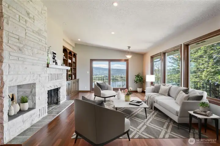 Family Room with views of the Columbia River.