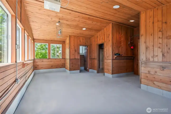 Pool house with living space, 3/4 bath, newly painted inground pool and pool deck, also wired for hot tub!
